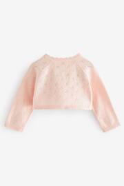Pink Baby Pointelle Shrug Knitted Cardigan (0mths-2yrs) - Image 2 of 3