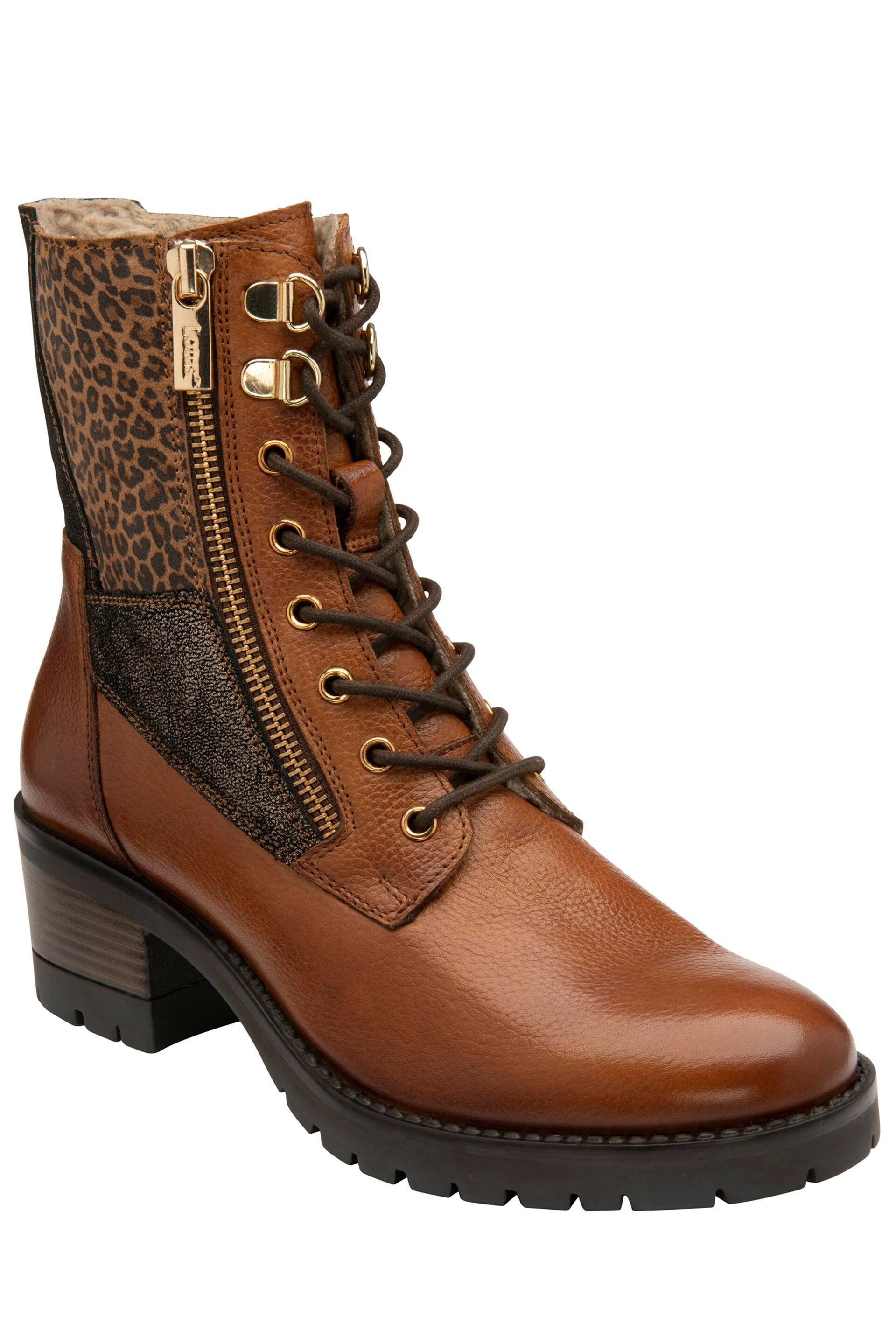 Lotus Light Brown Leather Zip-Up Ankle Boots - Image 1 of 4