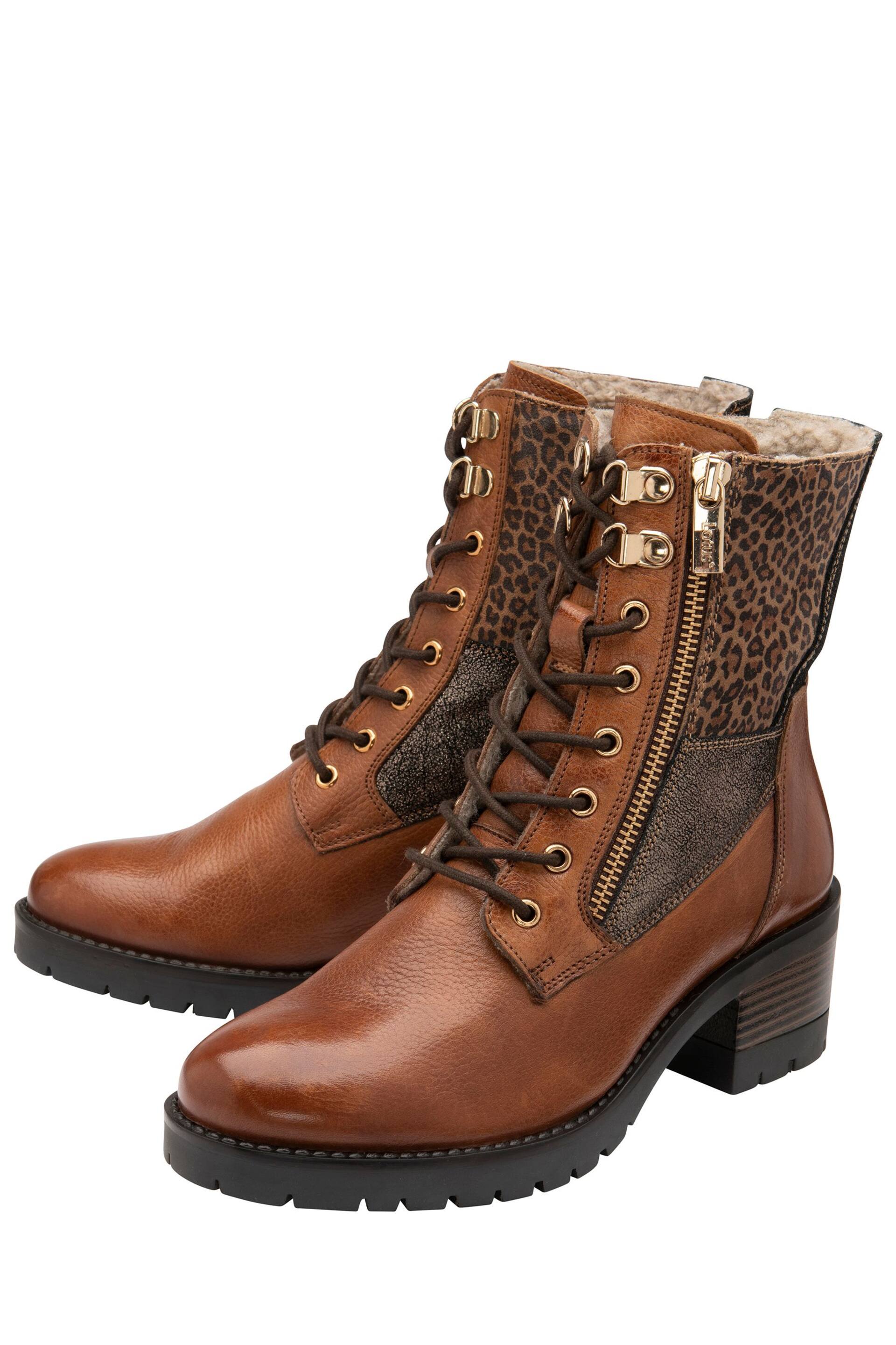 Lotus Light Brown Leather Zip-Up Ankle Boots - Image 2 of 4