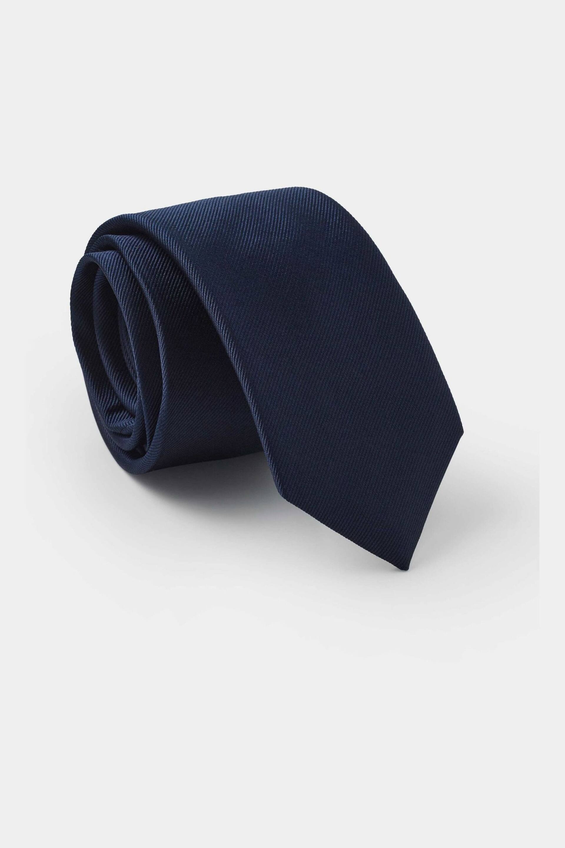 Savile Row Company Navy Fine Twill Skinny Silk Tie - Image 1 of 4