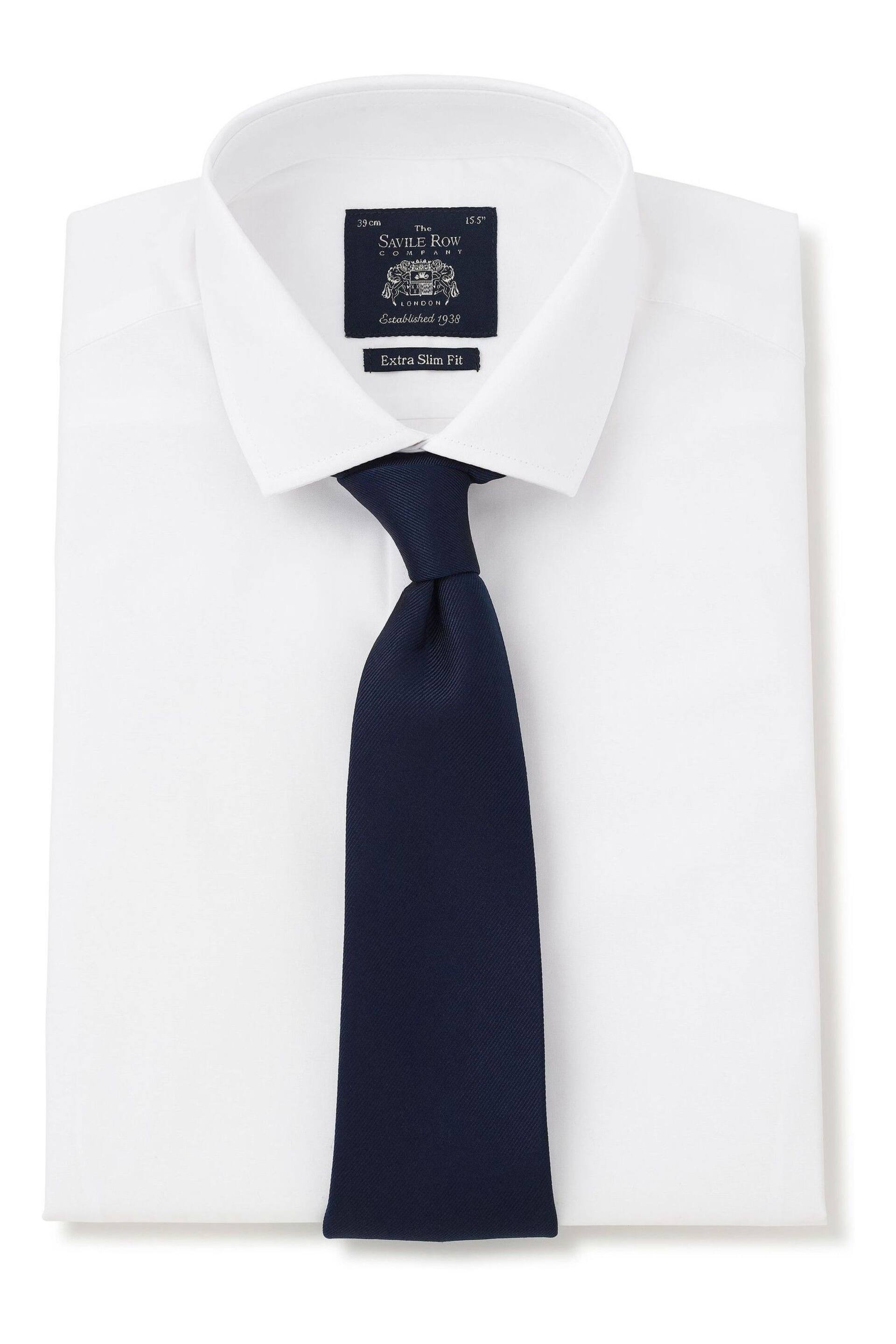 Savile Row Company Navy Fine Twill Skinny Silk Tie - Image 4 of 4