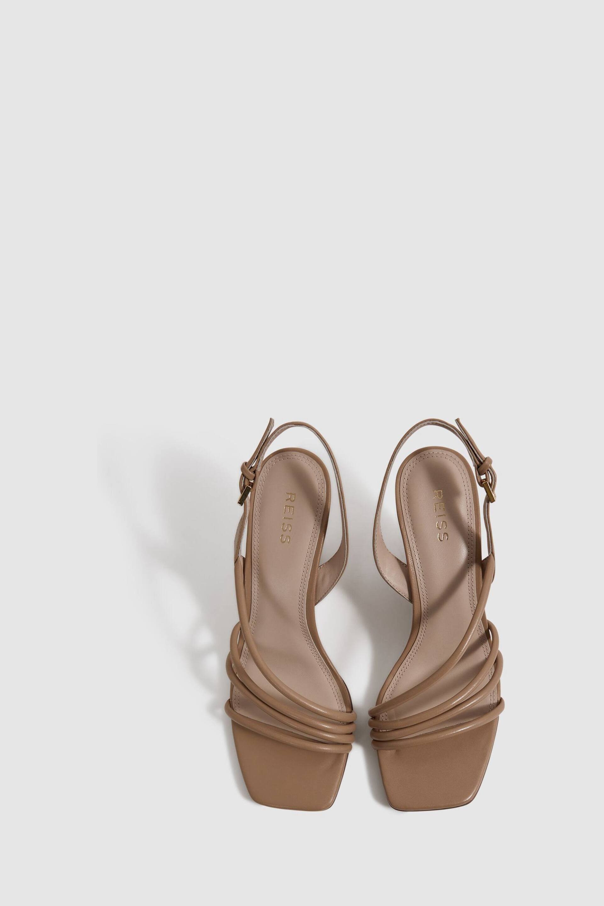 Reiss Nude Anya Leather Strappy Wedge Heels - Image 3 of 5
