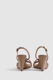 Reiss Nude Anya Leather Strappy Wedge Heels - Image 4 of 5