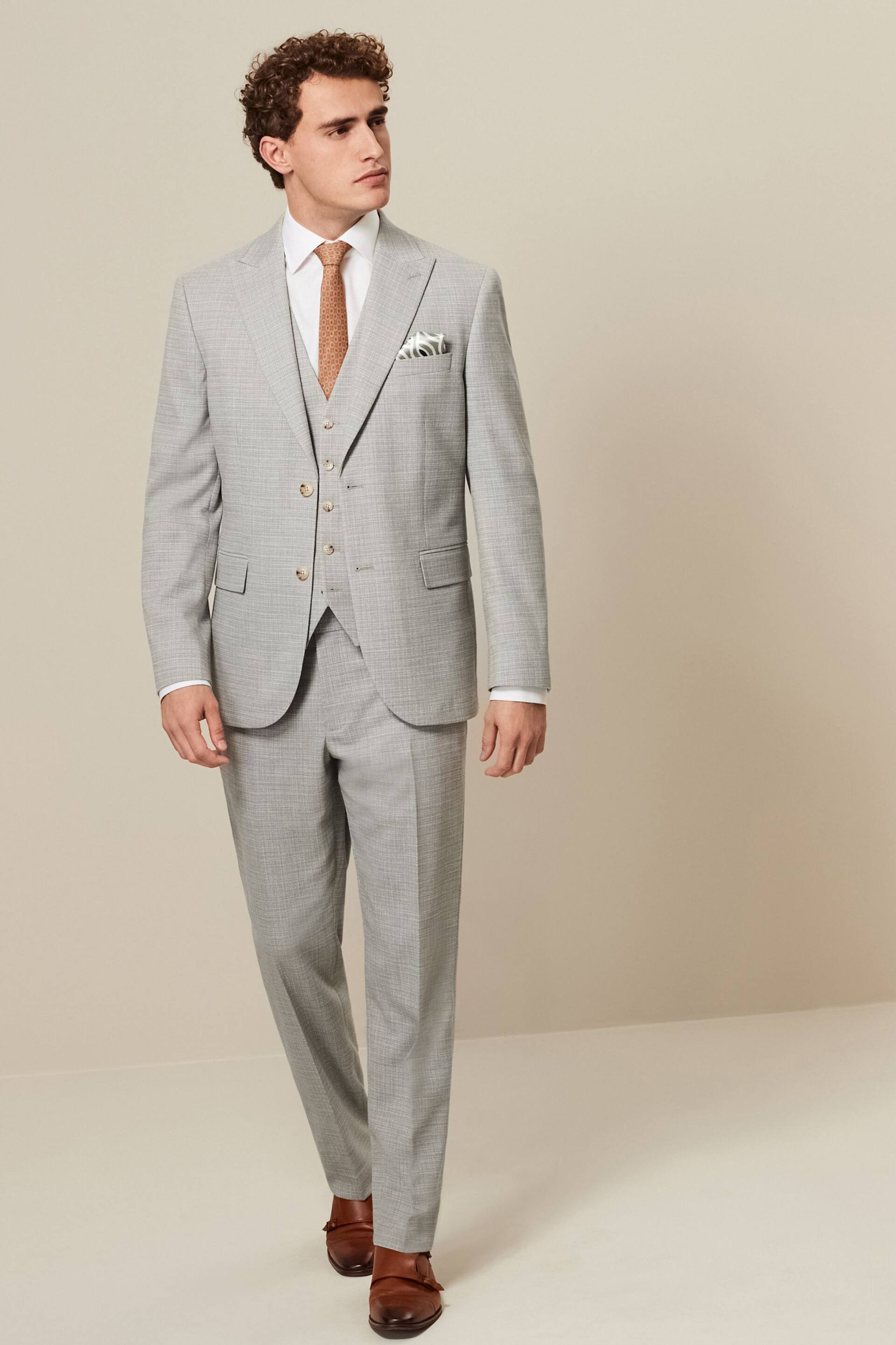 Grey Textured Suit Waistcoat - Image 2 of 8