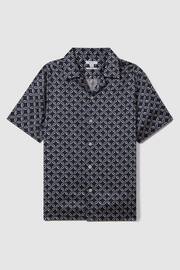 Reiss Navy/White Tintipan Printed Cuban Collar Shirt - Image 2 of 5