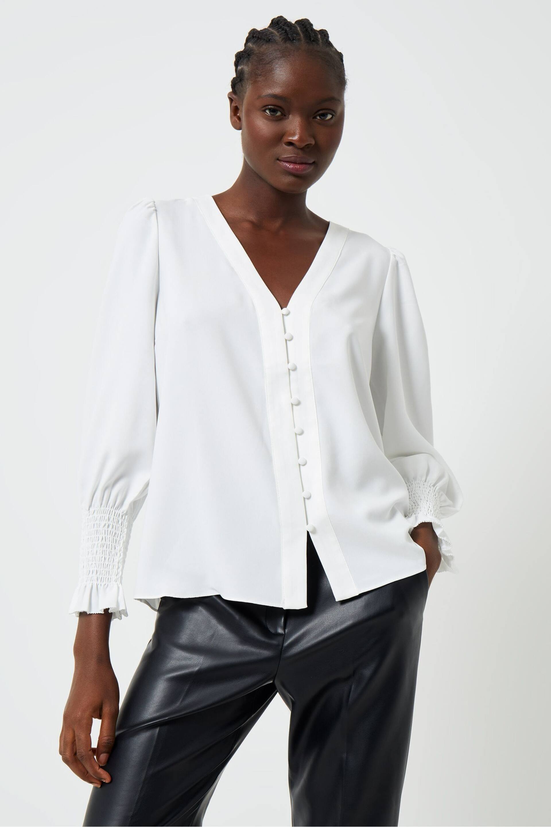 French Connection Crepe V-Neck Blouse - Image 1 of 4