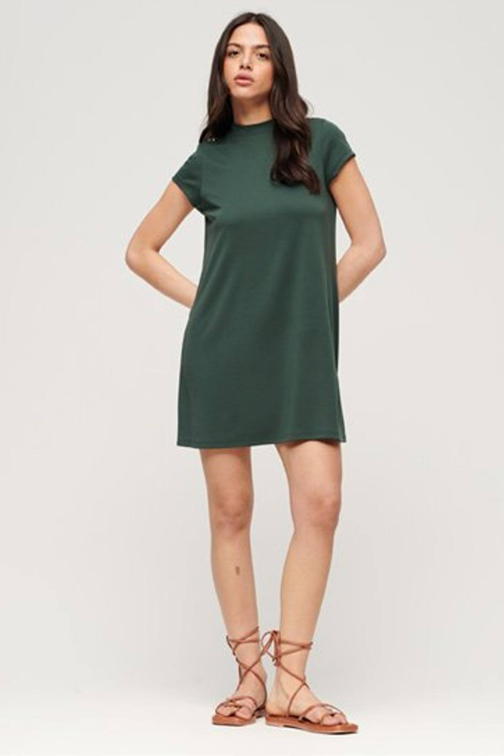 Superdry Green Short Sleeve A-line Mini Dress - Image 1 of 5