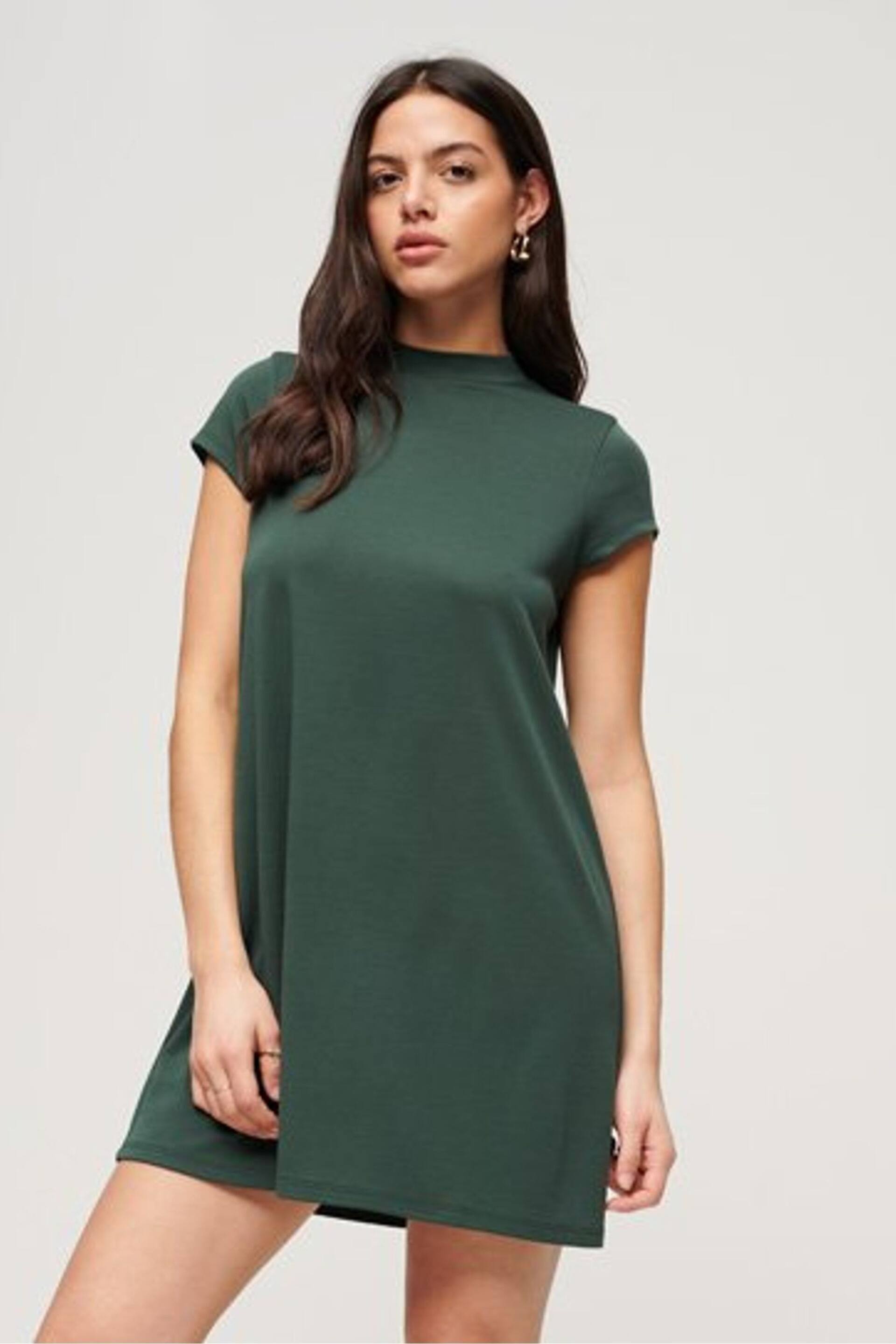 Superdry Green Short Sleeve A-line Mini Dress - Image 3 of 5