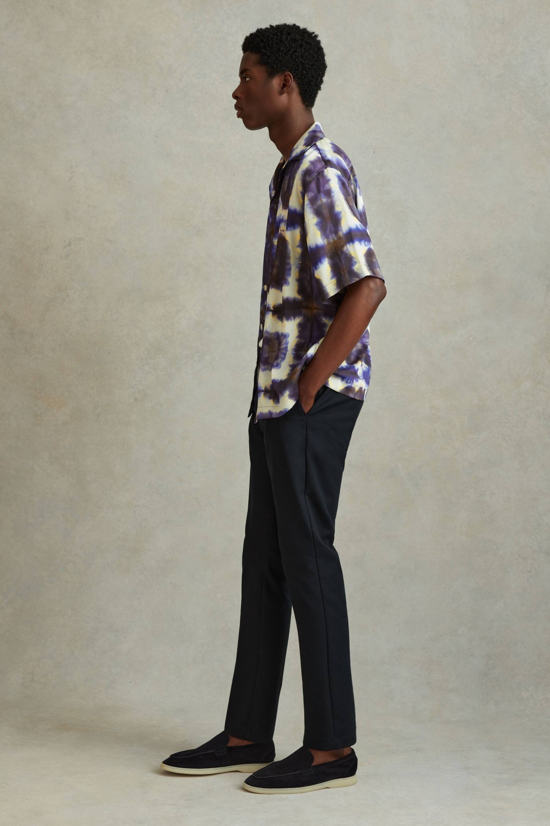 Reiss Purple Multi Molino Relaxed Tie Dye Cuban Collar Shirt - Image 3 of 6