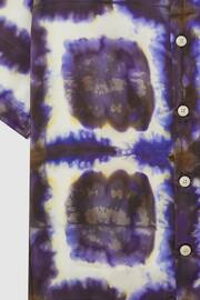 Reiss Purple Multi Molino Relaxed Tie Dye Cuban Collar Shirt - Image 6 of 6