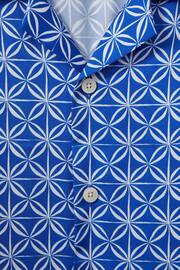 Reiss Bright Blue/White Tintipan Printed Cuban Collar Shirt - Image 6 of 6