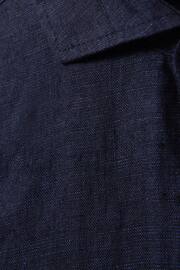 Reiss Navy Ruban Senior Linen Cutaway Collar Shirt - Image 5 of 5