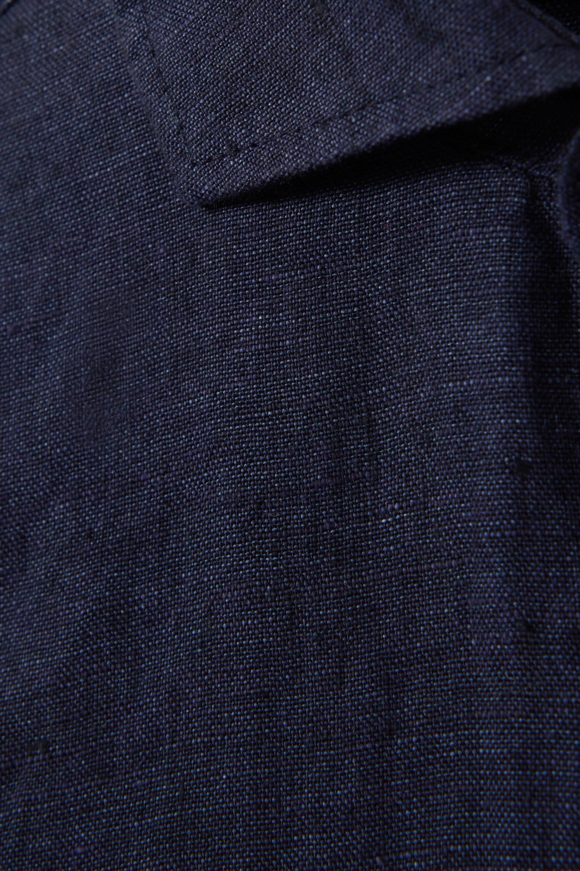 Reiss Navy Ruban Senior Linen Cutaway Collar Shirt - Image 5 of 5