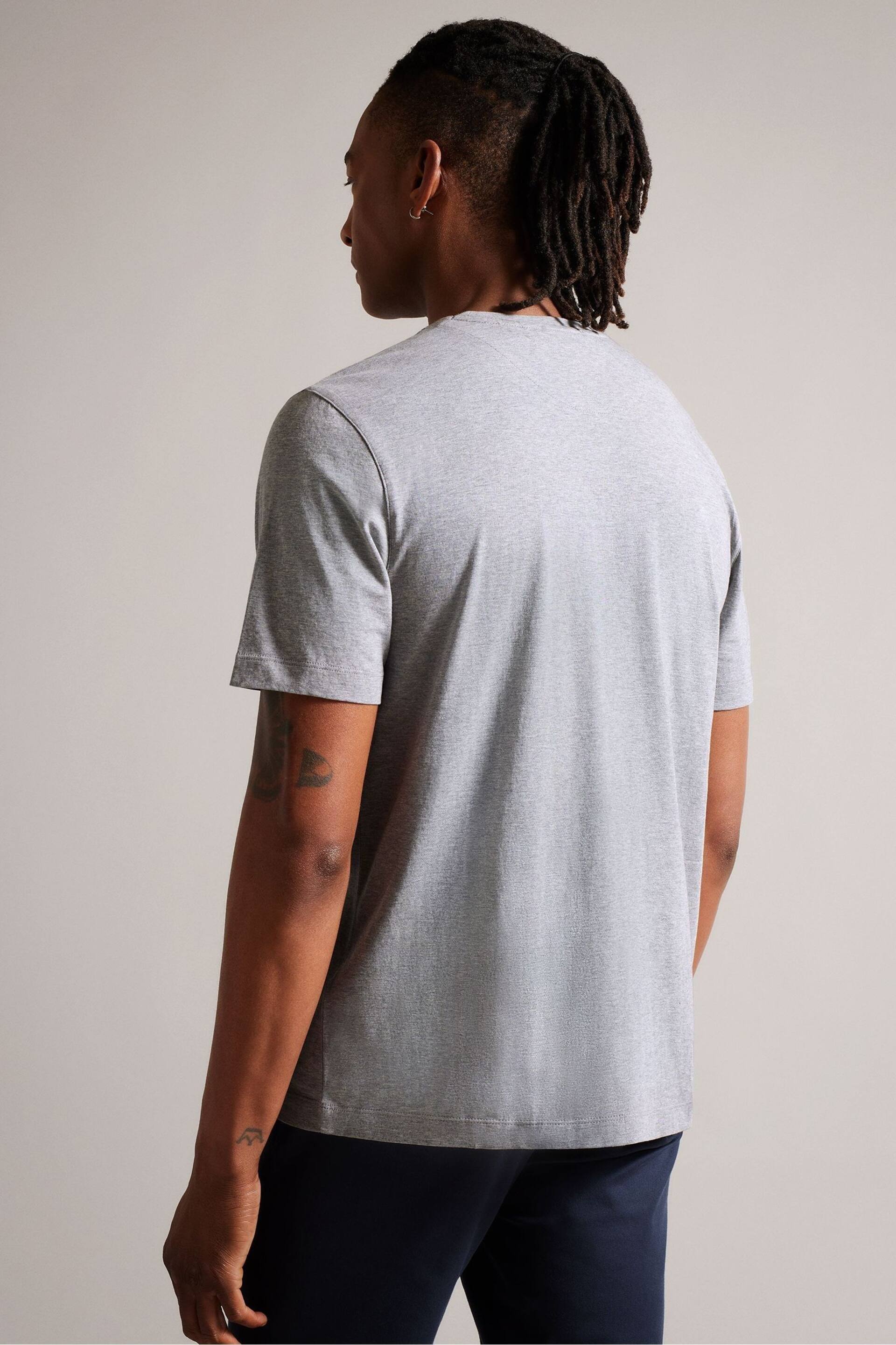 Ted Baker Grey Tywinn Regular Plain T-Shirt - Image 2 of 6