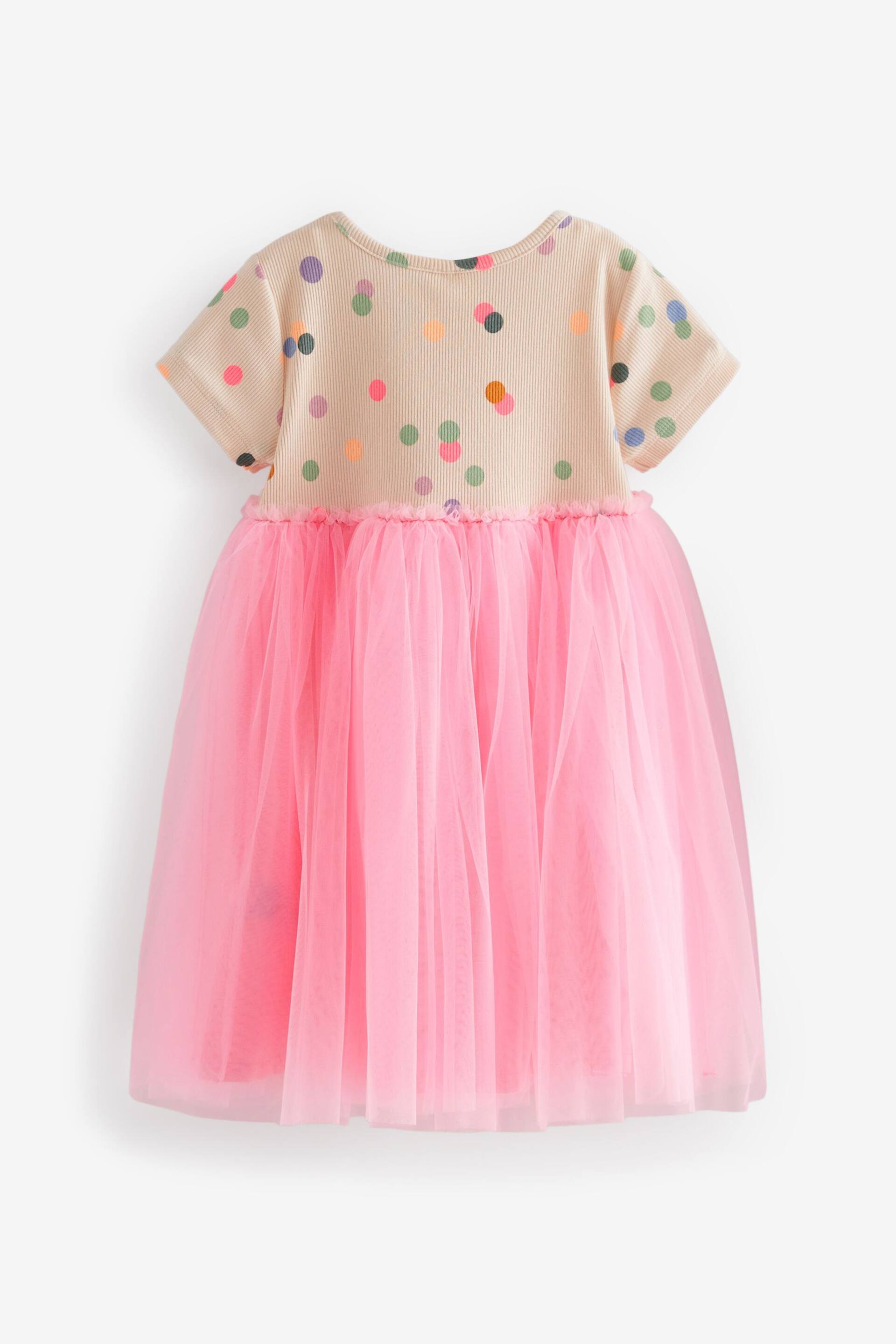 Pink Polka Dot Short Sleeve Tutu Dress (3mths-7yrs) - Image 8 of 9