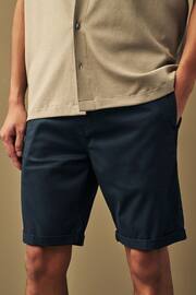 Navy Blue Slim Fit Premium Laundered Stretch Chino Shorts - Image 1 of 8