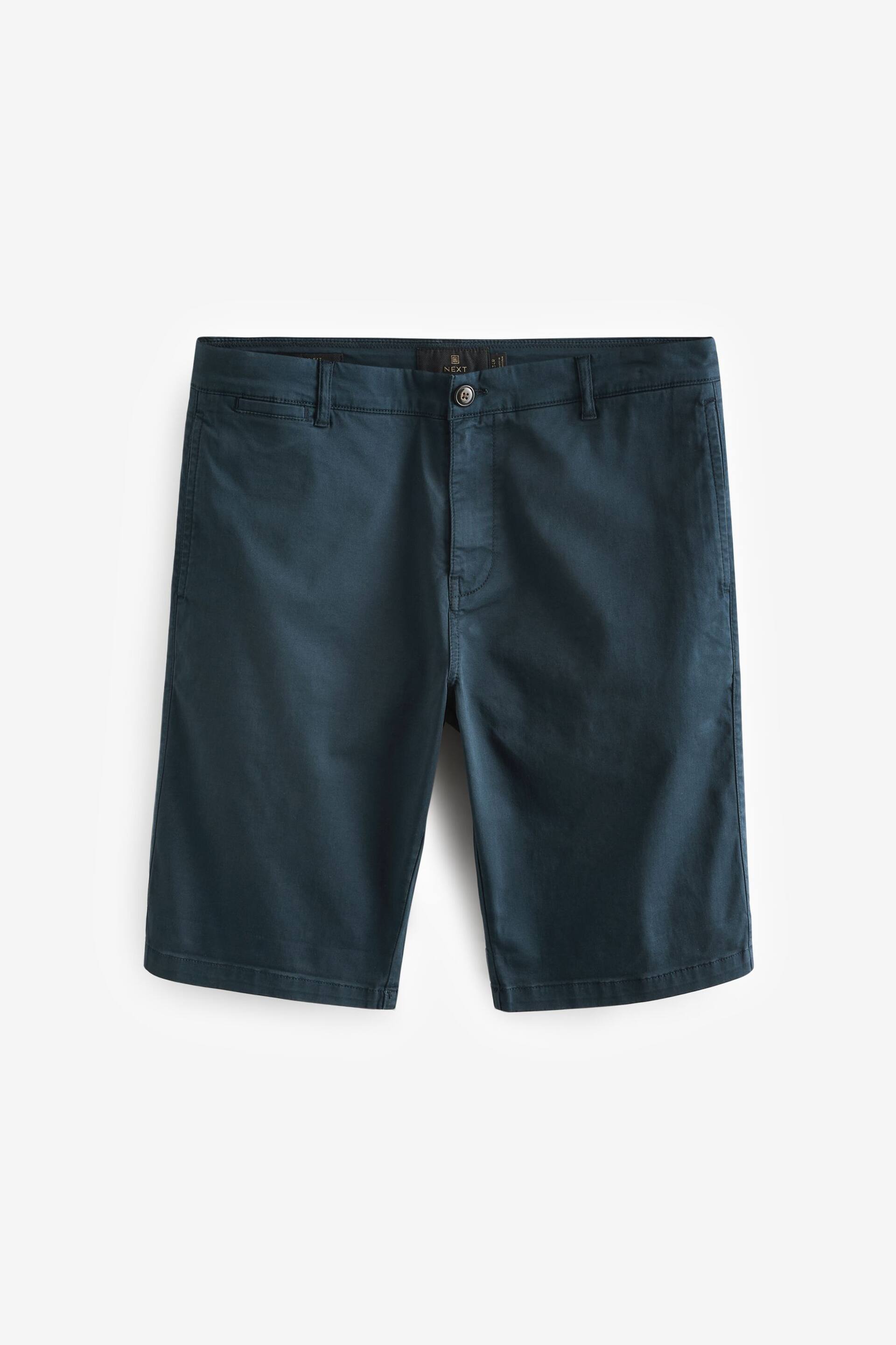 Navy Blue Slim Fit Premium Laundered Stretch Chino Shorts - Image 5 of 8