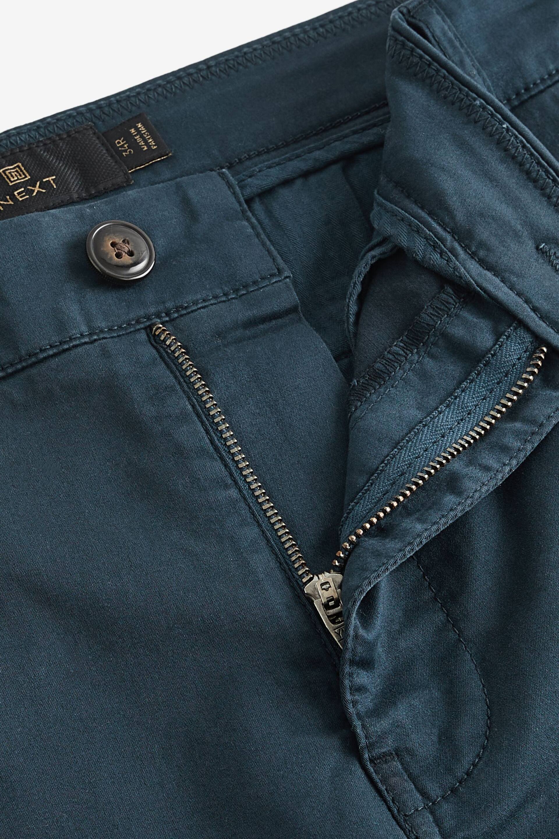 Navy Blue Slim Fit Premium Laundered Stretch Chino Shorts - Image 6 of 8