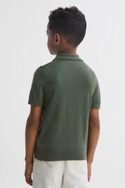 Reiss Ivy Green Maxwell Junior Merino Zip Neck Polo T-Shirt - Image 5 of 6