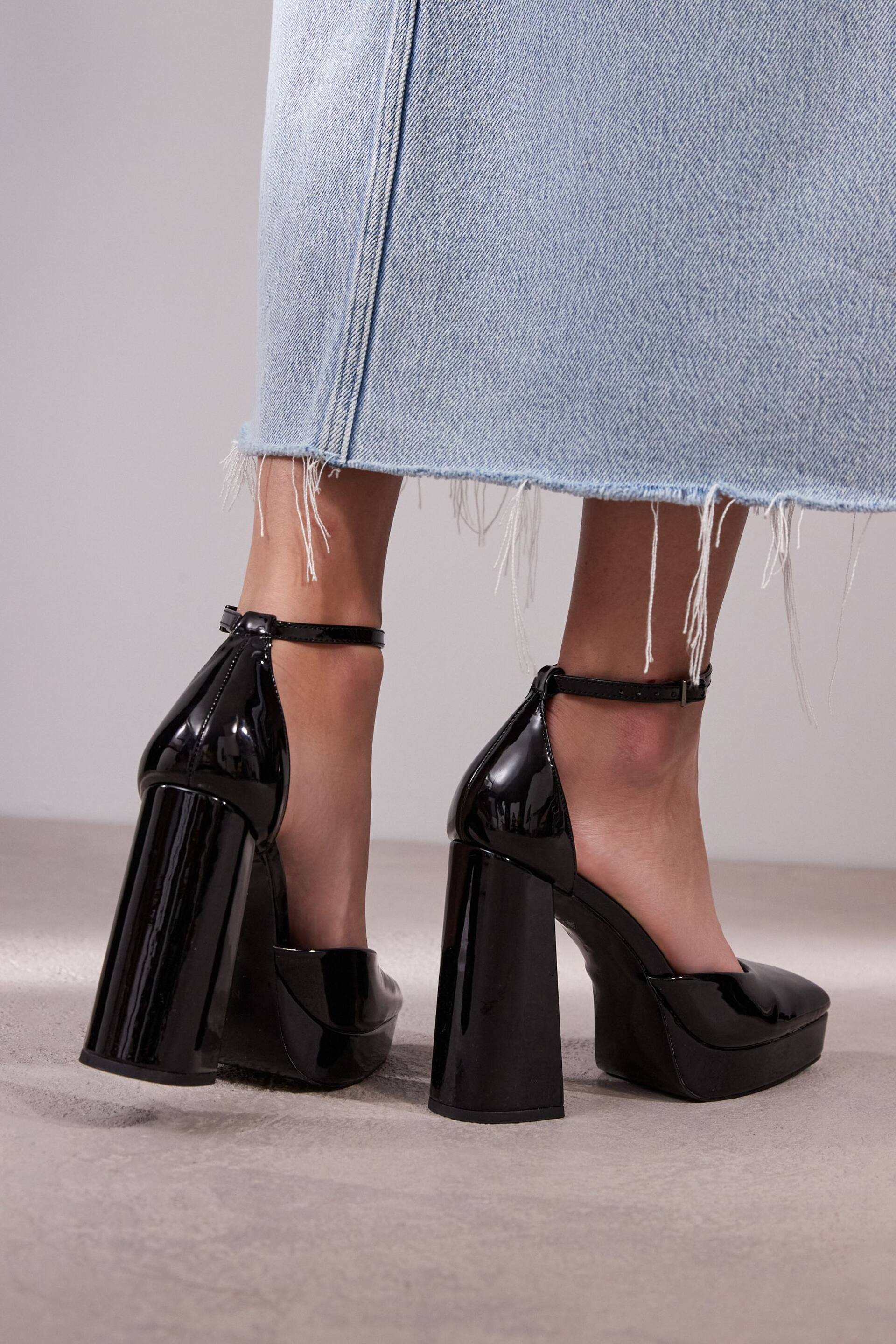 Black Forever Comfort® Square Toe Platform Heel Shoes - Image 4 of 9
