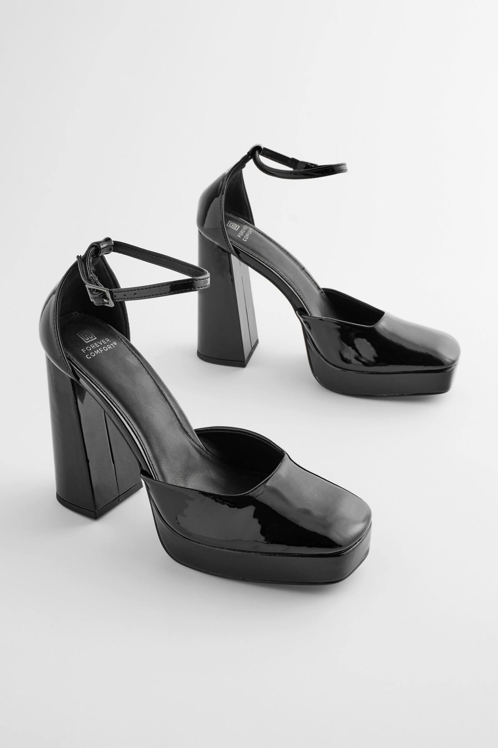 Black Forever Comfort® Square Toe Platform Heel Shoes - Image 5 of 9