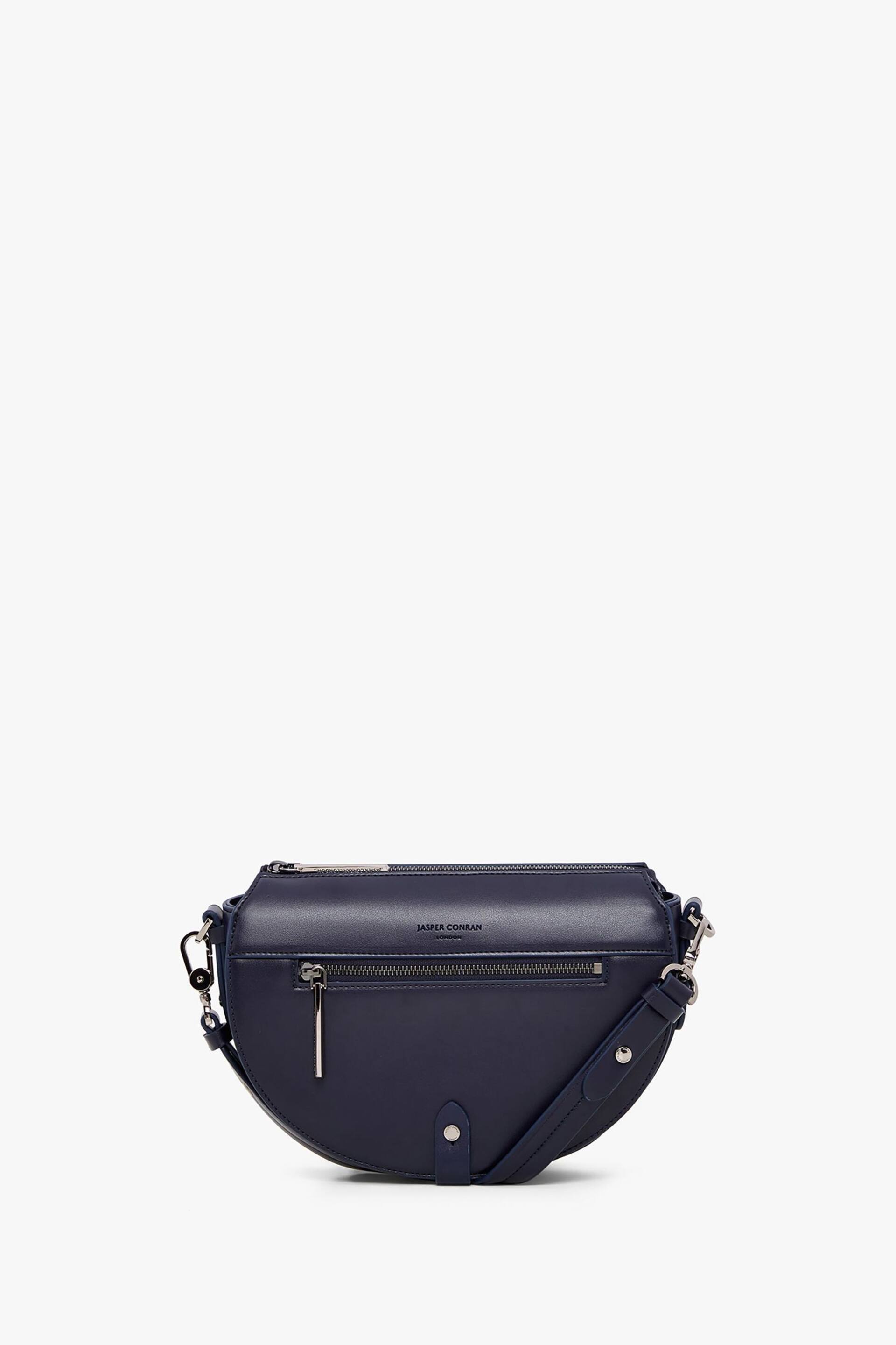 Jasper Conran London Navy Blue Dahlia Pu Saddle Bag - Image 1 of 5