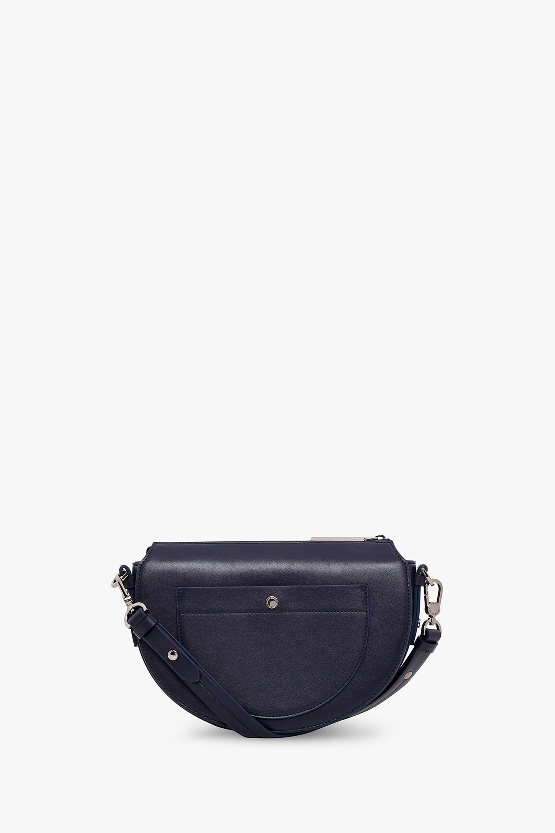 Jasper Conran London Navy Blue Dahlia Pu Saddle Bag - Image 2 of 5