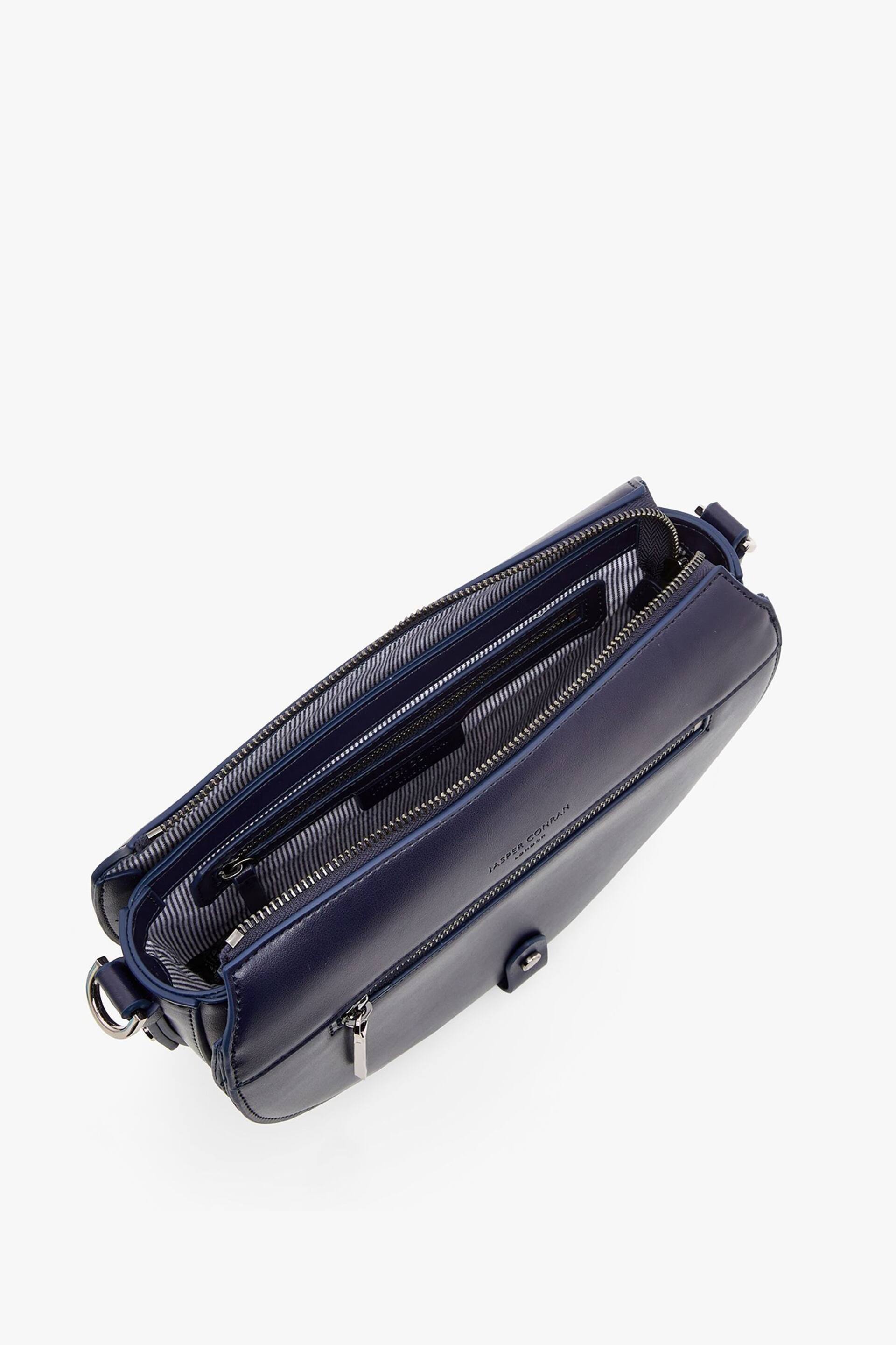 Jasper Conran London Navy Blue Dahlia Pu Saddle Bag - Image 4 of 5