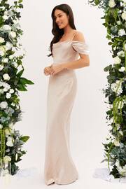 Style Cheat Cream Cowl Neck Maxi Satin Bridesmaid Dress - Image 3 of 4