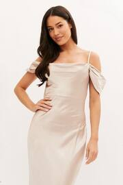 Style Cheat Cream Cowl Neck Maxi Satin Bridesmaid Dress - Image 4 of 4