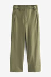 Khaki Green Tailored Ponte Metal Detail Wide Leg Trousers - Image 6 of 7