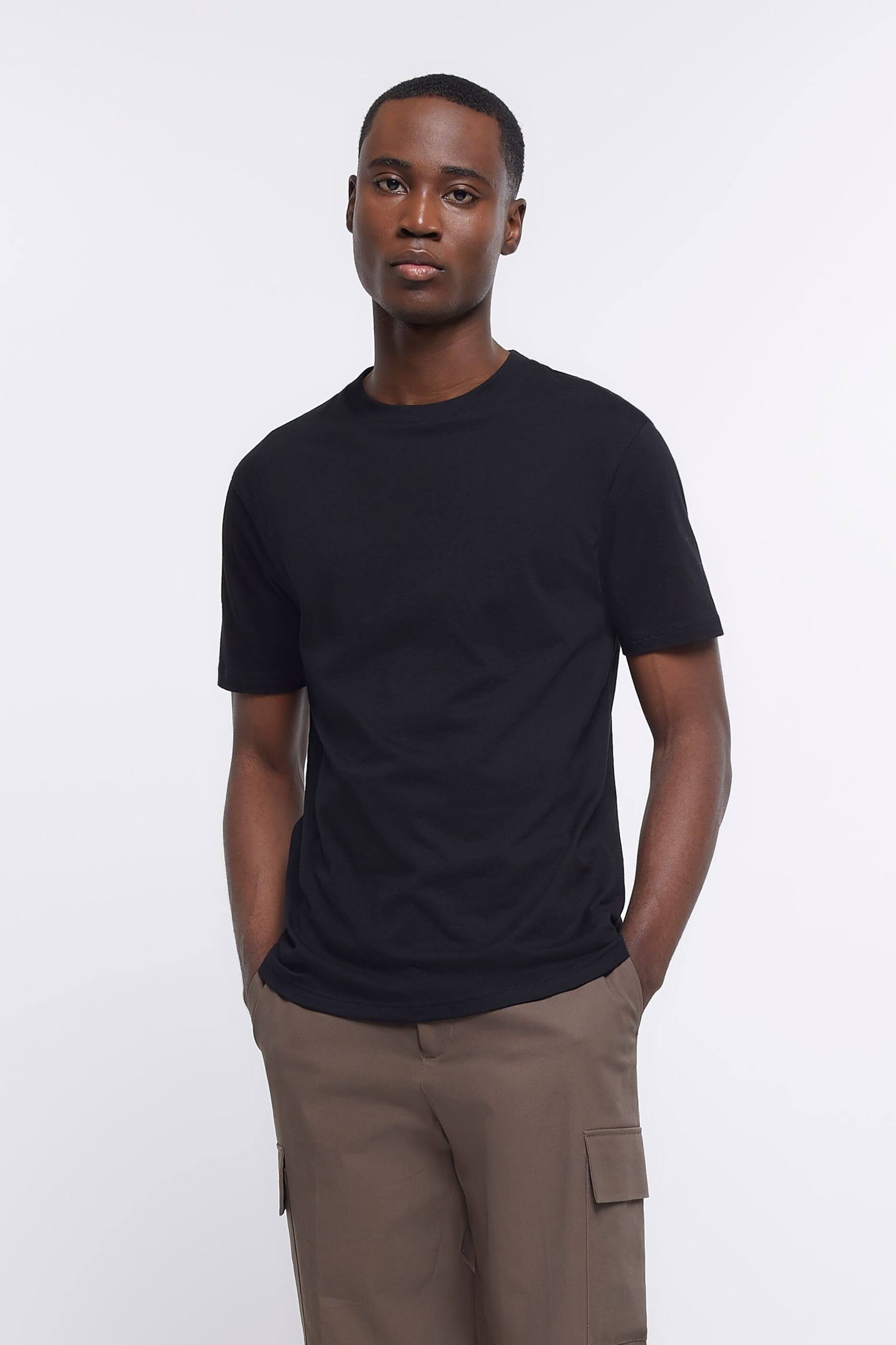 River Island Black Slim Fit T-Shirt - Image 1 of 4