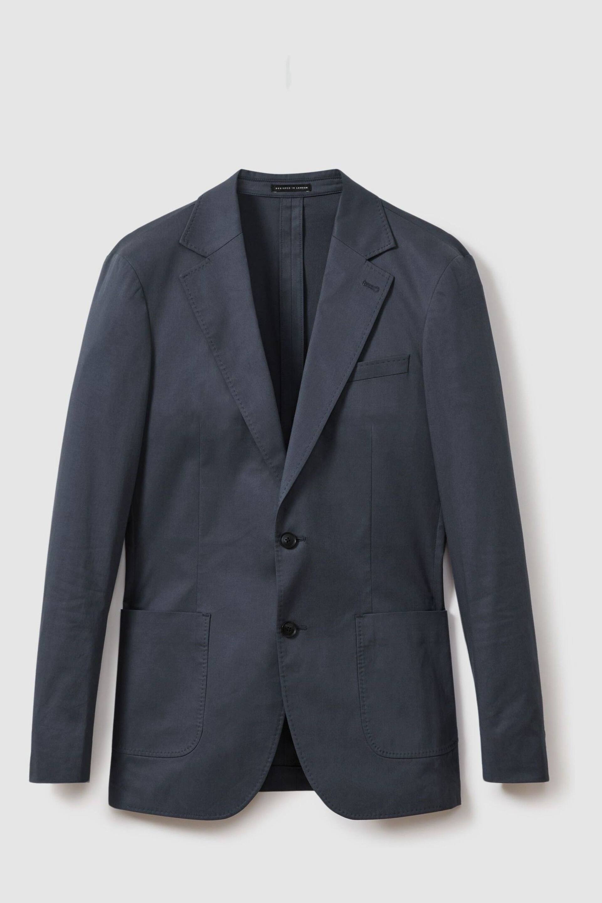 Reiss Airforce Blue Crawford Slim Fit Cotton Blend Single Breasted Blazer - Image 2 of 7