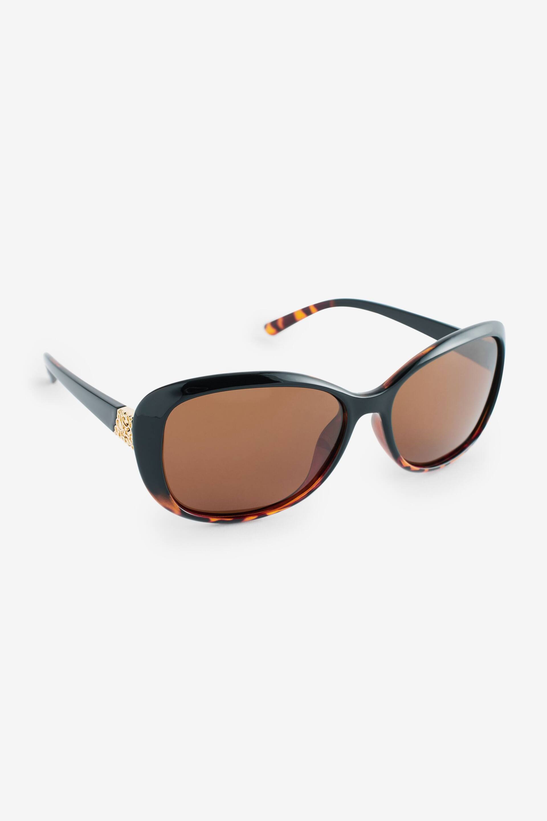 Tortoiseshell Brown Small Square Wrap Sunglasses - Image 4 of 6