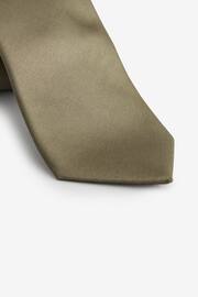 Olive Green Satin Tie And Pocket Square Set - Image 2 of 5