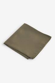 Olive Green Satin Tie And Pocket Square Set - Image 4 of 5