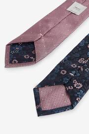 Pink Floral/Pink Polka Dot Textured Tie With Tie Clips 2 Pack - Image 3 of 3