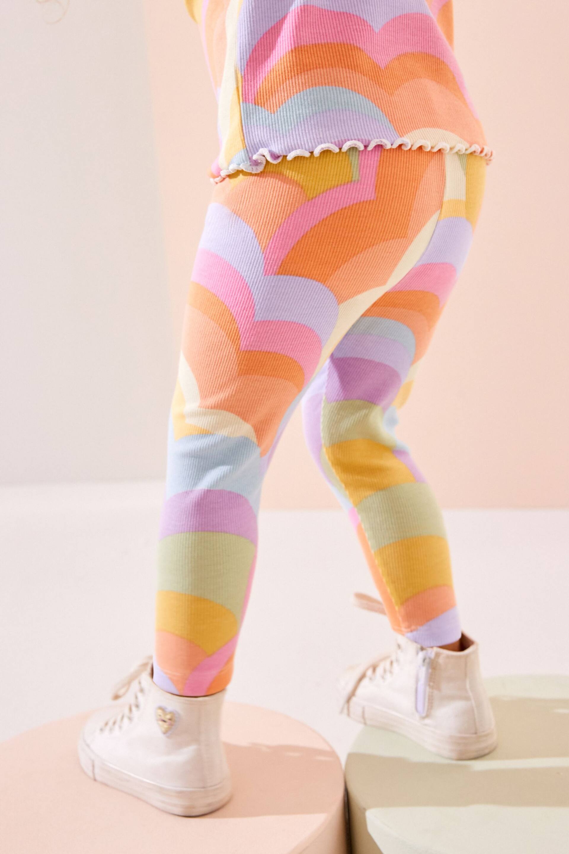 Pink Pastel Rainbow Rib Jersey Leggings (3mths-7yrs) - Image 2 of 3