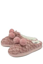 Dunlop Light Pink Ladies Knitted Closed Toe Mule Slippers - Image 2 of 4