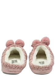 Dunlop Light Pink Ladies Knitted Closed Toe Mule Slippers - Image 3 of 4