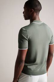 Ted Baker Green Stortfo Short Sleeved Rayon Open Neck Polo Shirt - Image 2 of 5