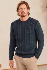 Navy Blue Regular Cable Crew Neck Jumper - Image 5 of 9