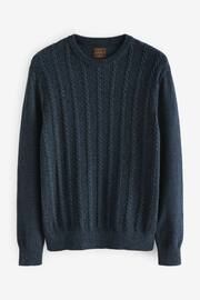Navy Blue Regular Cable Crew Neck Jumper - Image 7 of 9