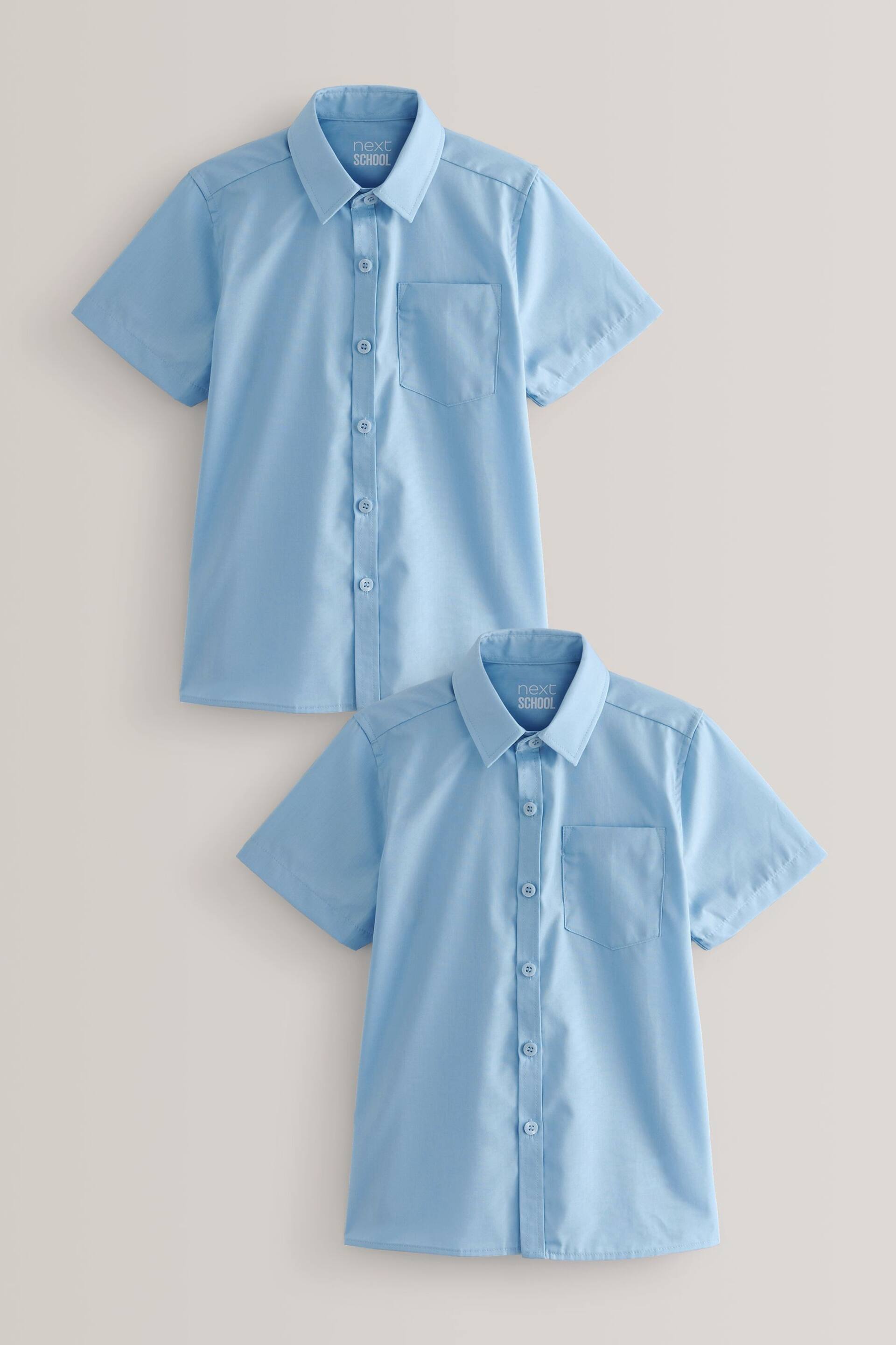 Blue Regular Fit 2 Pack Short Sleeve School Shirts (3-17yrs) - Image 1 of 3
