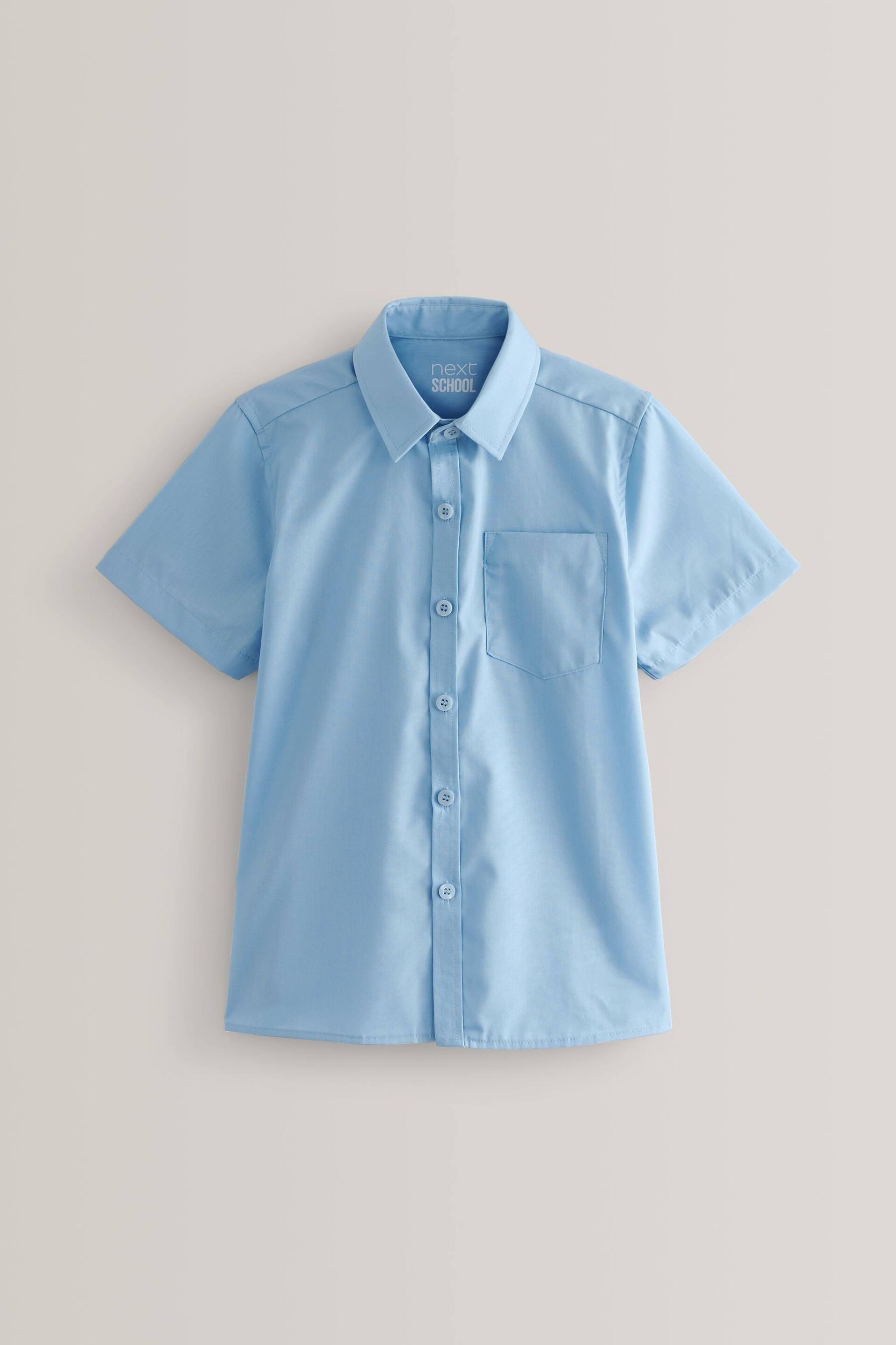 Blue Regular Fit 2 Pack Short Sleeve School Shirts (3-17yrs) - Image 2 of 3