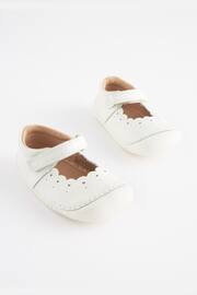 White Leather Wide Fit (G) Crawler Mary Jane Shoes - Image 1 of 5