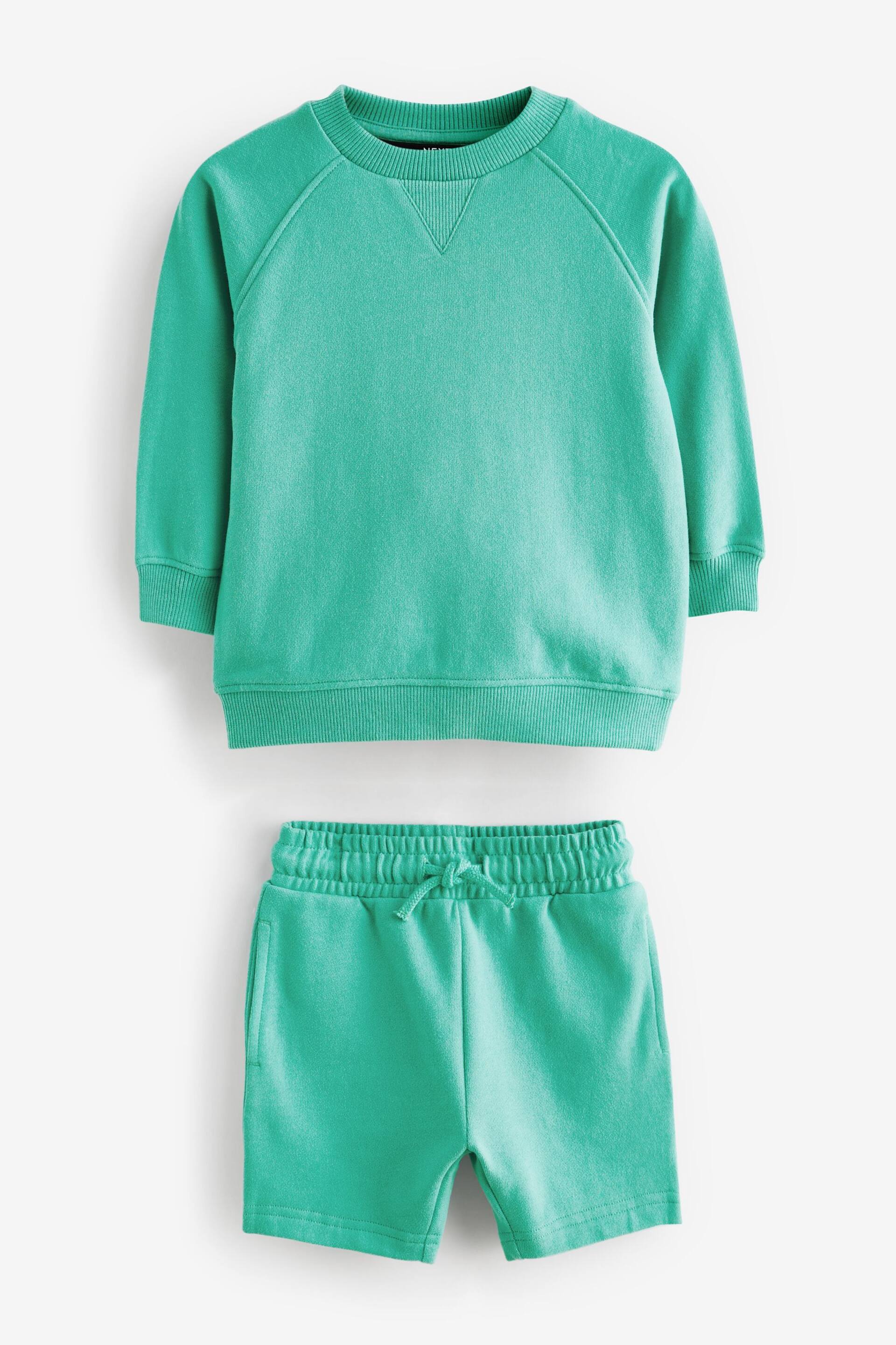Mint Green Oversized Sweatshirt and Shorts Set (3mths-7yrs) - Image 4 of 6
