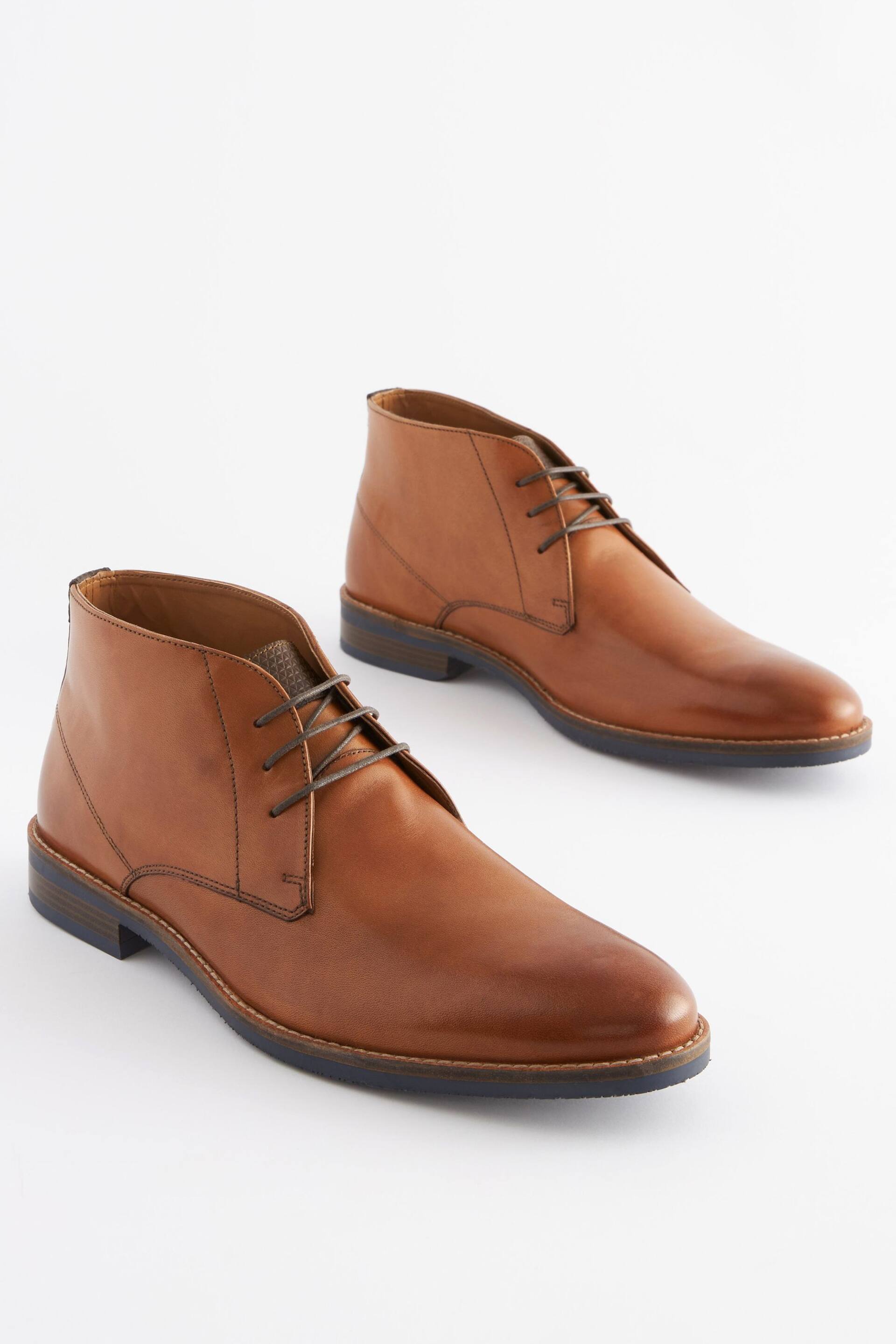 Tan Brown Leather Chukka Boots - Image 2 of 7
