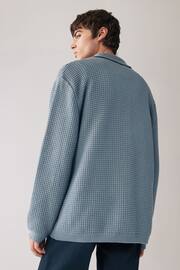 Blue Textured Knitted Relaxed Shacket - Image 2 of 6