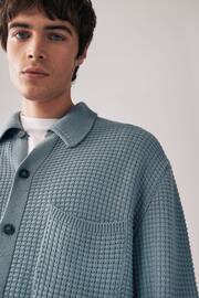 Blue Textured Knitted Relaxed Shacket - Image 3 of 6